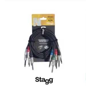 Stagg NPC090R-6 0.9 m 1x Mono Jack/Mono Jack Patch Cable (Pack of 6)